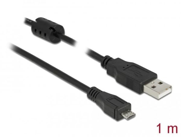 Кабел DeLock, USB-A мъжко - MicroUSB-B мъжко, USB 2.0, 1 м, Черен 2