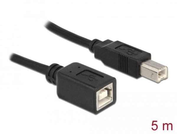 Кабел Delock USB-B мъжко - USB-B женско, 5 м, USB2.0 2