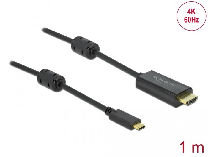 Кабел Delock USB-C - HDMI (DP Alt Mode) 4K 60 Hz, 1 m, Черен 2