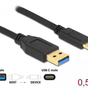 Кабел Delock USB-C мъжко - USB 3.2 A мъжко, 0.5 м 1