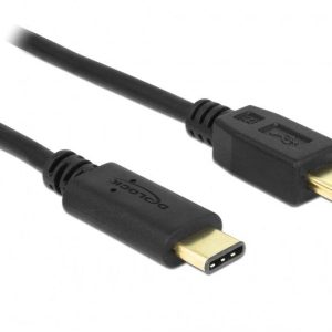 Кабел DeLock, USB-C мъжко - USB-B мъжко, USB 2.0, 0.5 м, Черен 1