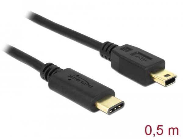Кабел DeLock, USB-C мъжко - USB-B мъжко, USB 2.0, 0.5 м, Черен 2