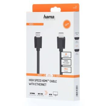 Кабел HAMA 205005, High-Speed, HDMI мъжко - HDMI мъжко, 4K,18Gbit/s, Ethernet, 1.5 м, Екраниран, Черен 2