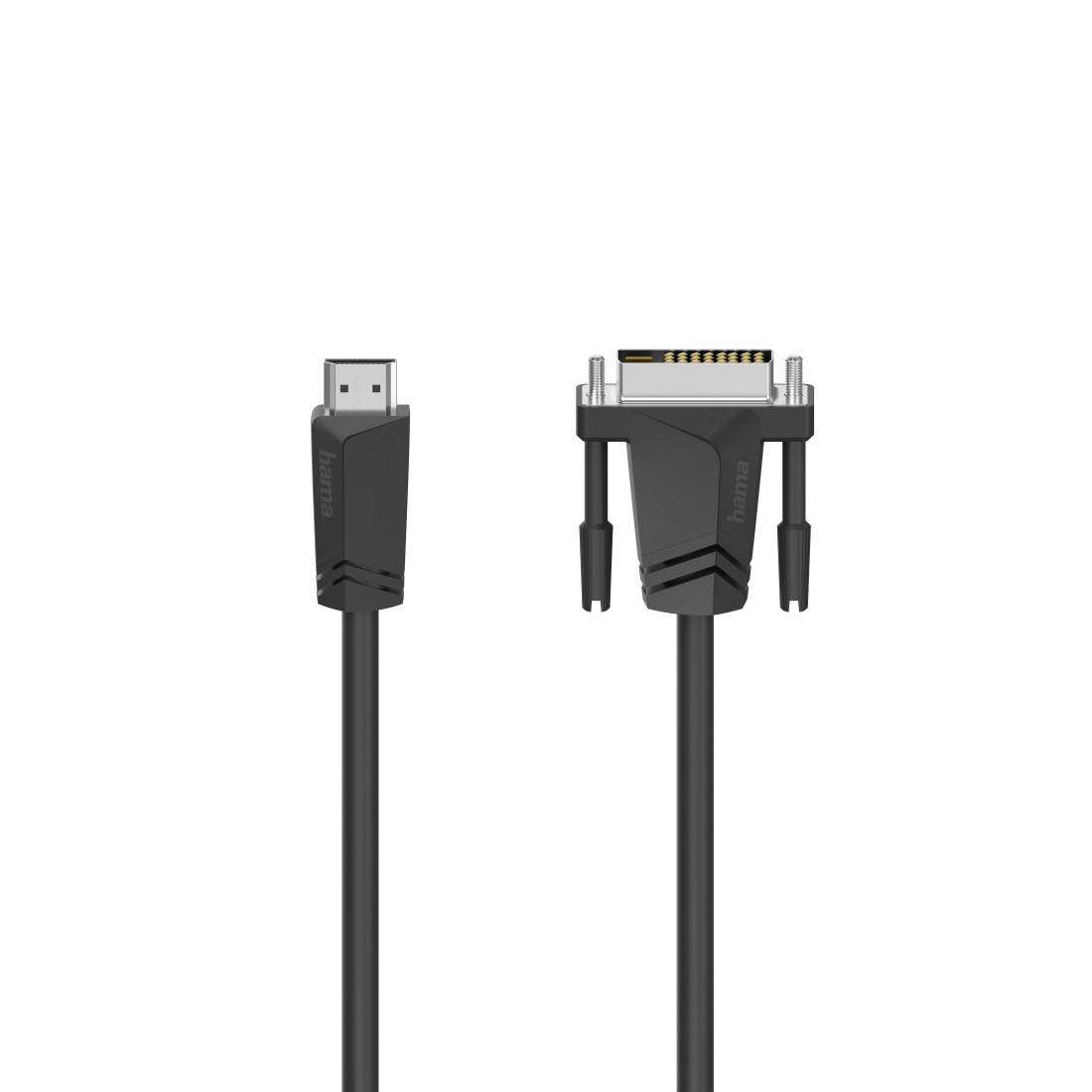 Кабел HAMA 205018, HDMI мъжко - DVI/D мъжко, 1.5 м, Екраниран, Черен 1