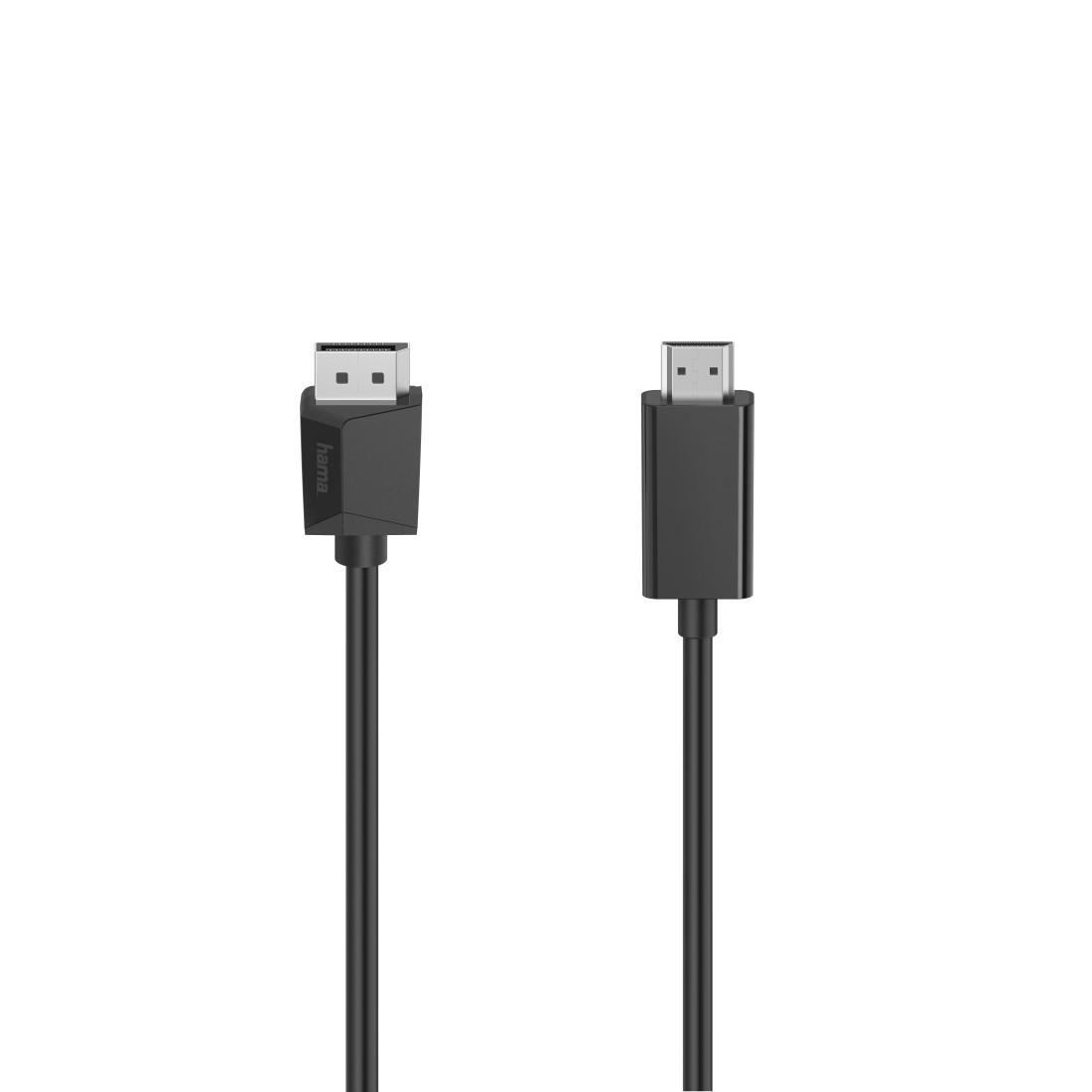 Кабел HAMA, DisplayPort мъжко - HDMI мъжко, Ultra-HD, 4K, 1.5м, Черен 1