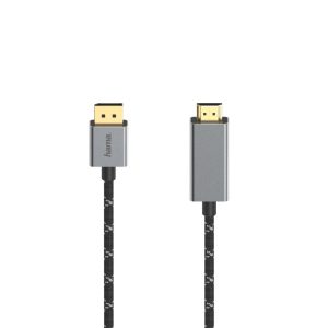Кабел HAMA, DisplayPort мъжко - HDMI мъжко, Ultra-HD, 4K@60 Hz, 1.5м, Алуминий, Позлатени конектори, Черен 1