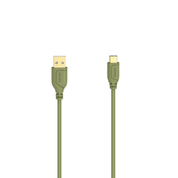 Кабел Hama Flexi-Slim USB-C - USB-A 2.0 мъжко, 0.75м, Зелен 1