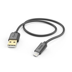 Кабел HAMA USB-A - Lightning 1.5м, позл.конектори,черен 1