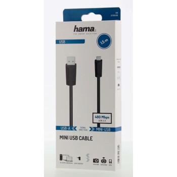 Кабел HAMA USB-A мъжко - USB-B mini мъжко, 1.5 м 2