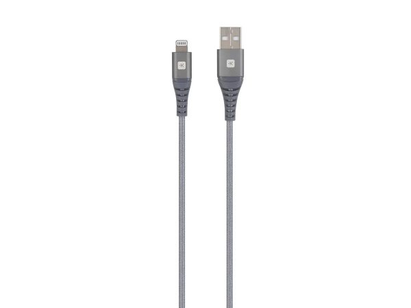Кабел Skross, USB-A - Lightning, Метална оплетка, 1.20 м, Сив 2