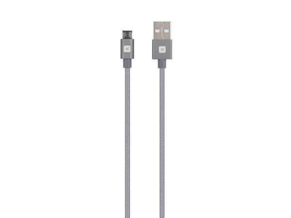 Кабел Skross, USB-A - microUSB, Метална оплетка, 1.20 м, Сив 1