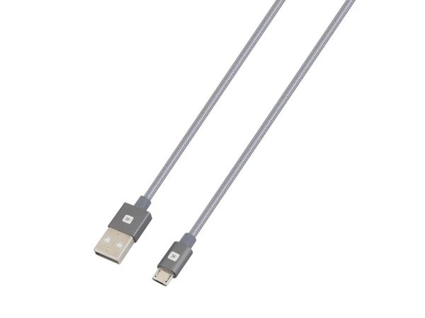 Кабел Skross, USB-A - microUSB, Метална оплетка, 1.20 м, Сив 2