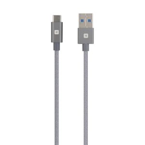 Кабел Skross, USB-A - USB-C, Метална оплетка, 1.20 м, Сив 1