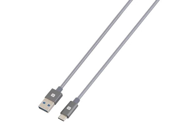 Кабел Skross, USB-A - USB-C, Метална оплетка, 1.20 м, Сив 2