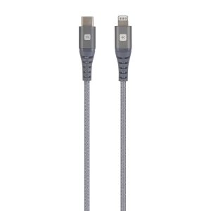 Кабел Skross, USB-C - Lightning, Метална оплетка, 1.20 м, Сив 1