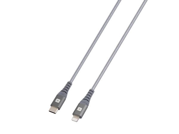 Кабел Skross, USB-C - Lightning, Метална оплетка, 1.20 м, Сив 2