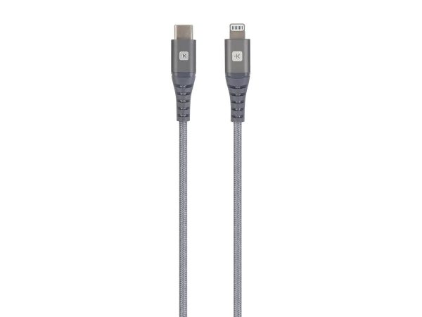 Кабел Skross, USB-C - Lightning, Метална оплетка, 2.0 м, Сив 1