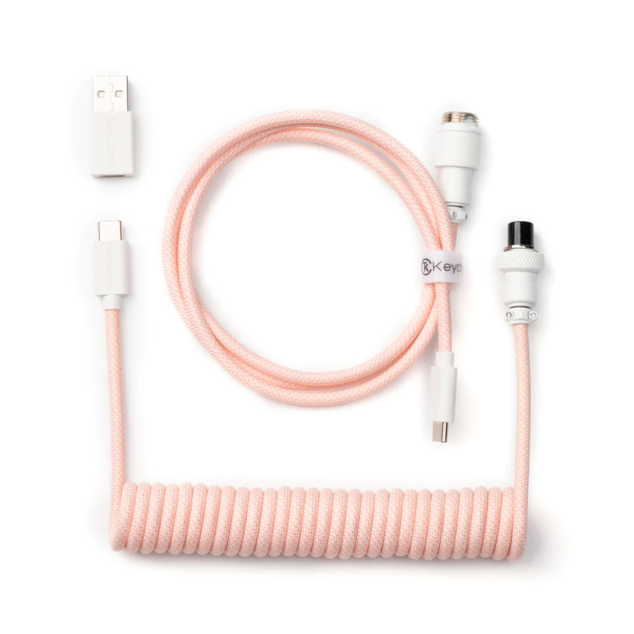 Кабел за клавиатура Keychron Coiled Aviator Light Pink 2