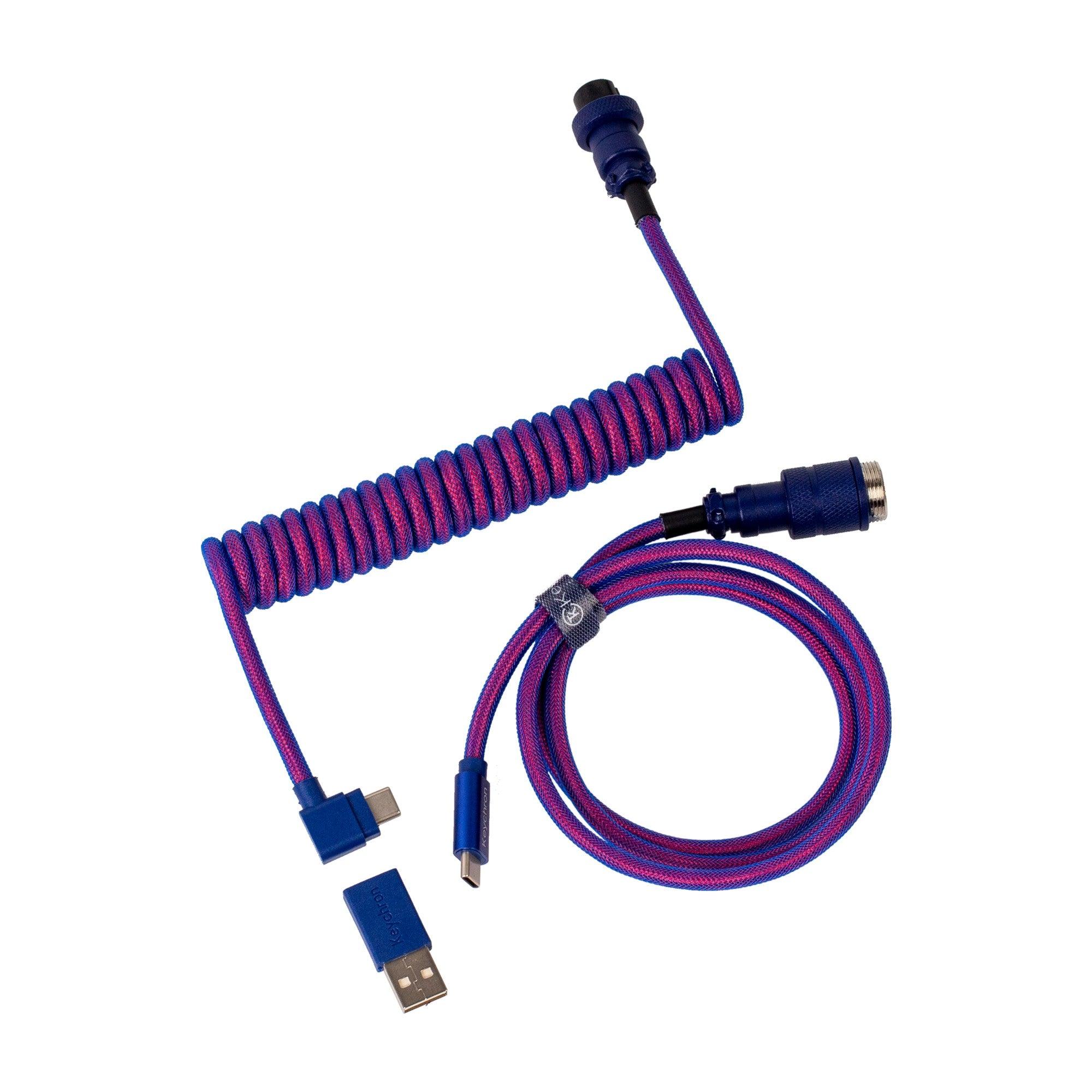 Кабел за клавиатура Keychron Premium Angled Purple Coiled Aviator Custom USB Cable, USB-C - USB-C 1
