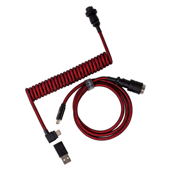 Кабел за клавиатура Keychron Premium Angled Red Coiled Aviator Custom USB Cable, USB-C - USB-C 1