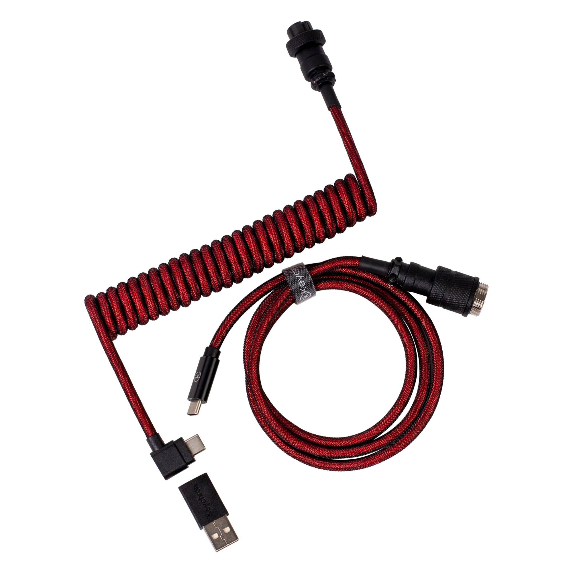 Кабел за клавиатура Keychron Premium Angled Red Coiled Aviator Custom USB Cable, USB-C - USB-C 1