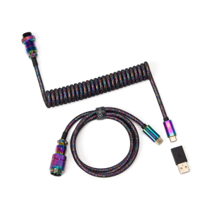 Кабел за клавиатура Keychron Premium  Aviator Straight USB-C - USB-C, Rainbow Plated Black 1