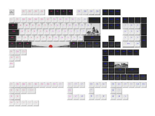 Капачки за механична клавиатура Dark Project - Fuji за ANSI & ISO Layout 1