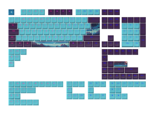 Капачки за механична клавиатура Dark Project - Night Sky за ANSI & ISO Layout 1