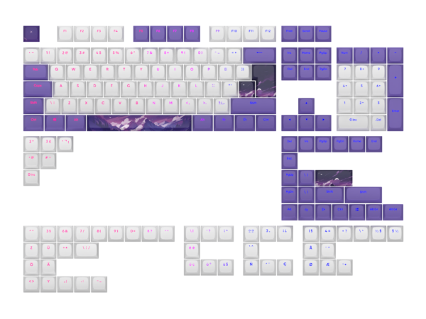 Капачки за механична клавиатура Dark Project - Violet Horizons PBT - ANSI & ISO 1