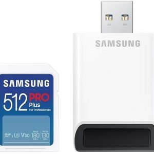 Карта памет Samsung PRO Plus, SD Card, 512GB, USB Четец, Бяла 1