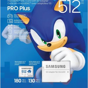 Карта памет Samsung SONIC PRO PLUS, microSDXC, UHS-I, 512GB, Адаптер 1