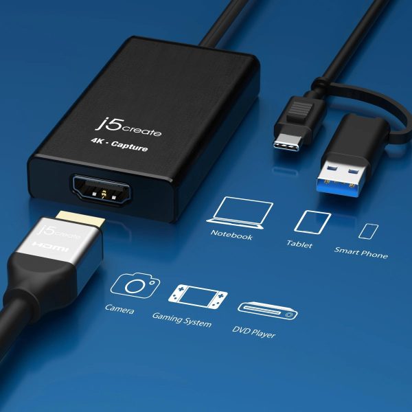 Кепчер адаптер j5create JVA11, HDMI - USB-C, 4K, Черен 5