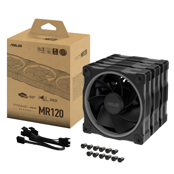 Комплект Вентилатори 3в1 ASUS PRIME MR120 ARGB Reverse Black Edition 8