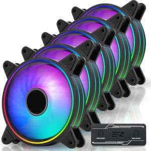 Комплект вентилатори EZDIY-FAB Moonlight Black RGB PWM 120mm - 5 Pack 1