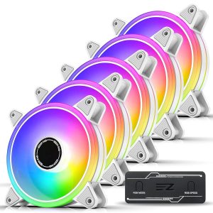 Комплект вентилатори EZDIY-FAB Moonlight White RGB PWM 120mm - 5 Pack 1