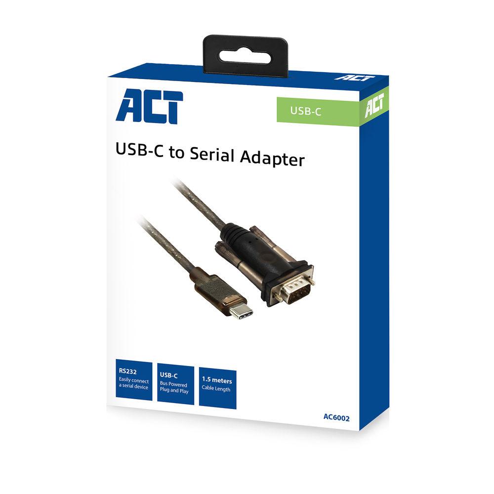 Конвертор ACT AC6002, USB-C мъжко - RS232 мъжко, 9 pin, 1.5 м, Черен 5