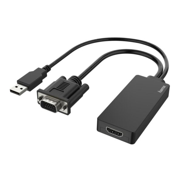 Конвертор HAMA, VGA+USB мъжко - HDMI женско, Full HD 1080p, Черен 1