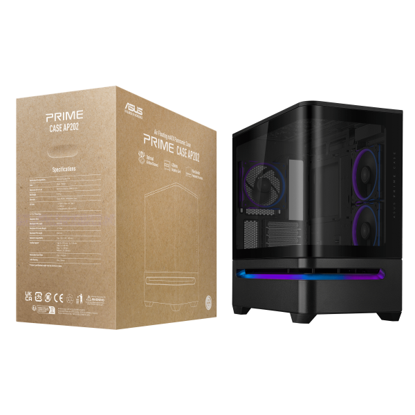Кутия ASUS Prime AP202 ARGB mATX + 3 ARGB Вентилатора - Black 18