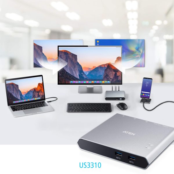 KVM превключвател, ATEN US3310, 2-портов, 4K, HDMI, USB-C 4