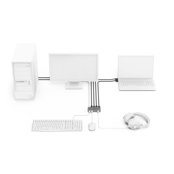 KVM превключвател Hama Connect2Switch, 4-портов, USB, HDMI, Вкл. кабели 5