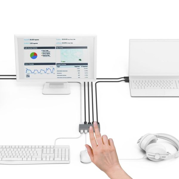 KVM превключвател Hama Connect2Switch, 4-портов, USB, HDMI, Вкл. кабели 6