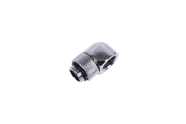 L-конектор Alphacool HF, Въртящ се, G1/4 външна към G1/4 вътрешна резба, Сребрист 1