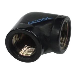 L-конектор Alphacool HF, Вътрешна резба G1/4 - G1/4, 90°, Черен мат 1