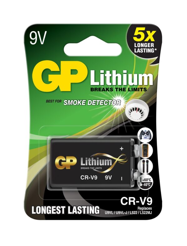 Литиева батерия GP CRV9 9V 1бр. блистер /за детектори на дим/ 1