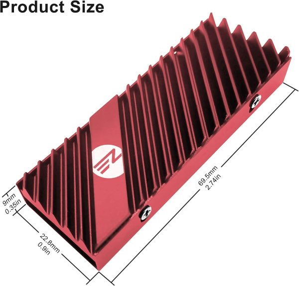 M.2 Heatsink EZDIY-FAB за NVMe SSD диск - Червен 3