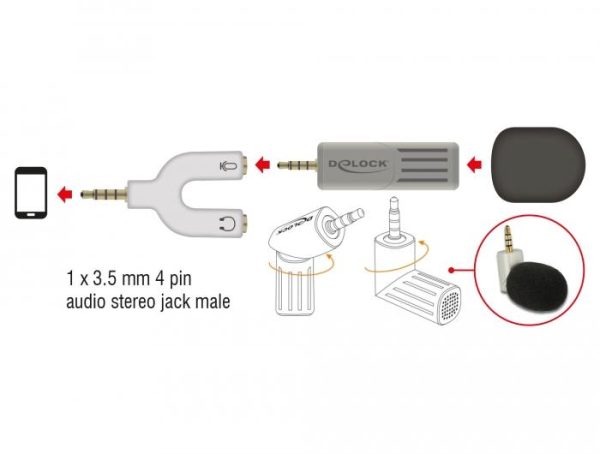 Микрофон DeLock 65893, За смартфон/таблет, 65893 6