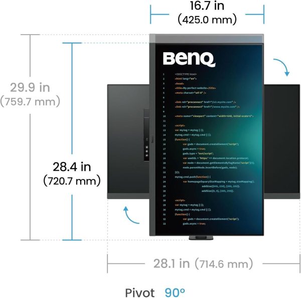 Монитор за програмиране BenQ RD320UA, 31.5", Ergo Stand 5