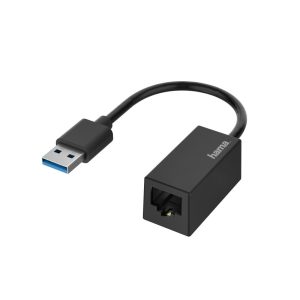 Мрежов адаптер HAMA, USB-A мъжко - RJ-45 женско, Gigabit, Черен 1