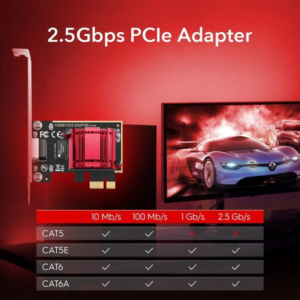 Мрежова карта Cudy PE25, PCIe, 10 Mbps/ 100 Mbps/ 1 Gbps/ 2.5 Gbps 4