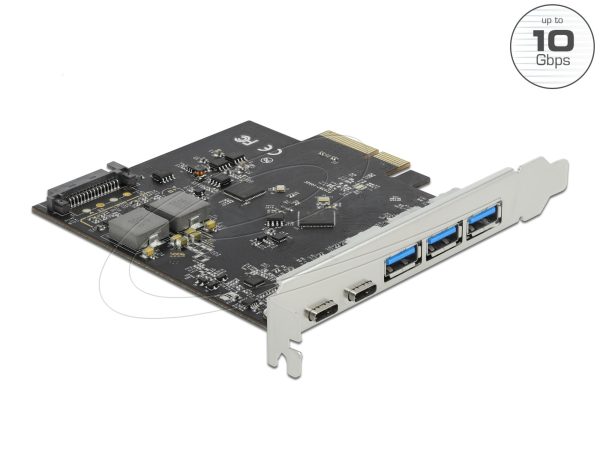 Мрежова карта Delock PCI Express x4 Card to 2 x USB Type-C™ + 3 x USB Type-A - SuperSpeed USB 10 Gbps 1